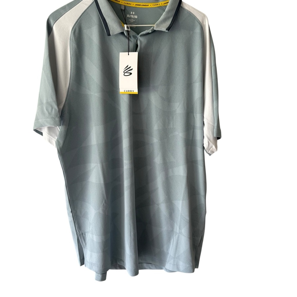 NWT Men’s Curry Under Armour S/S Light Blue Polo Shirt Top Sz XL